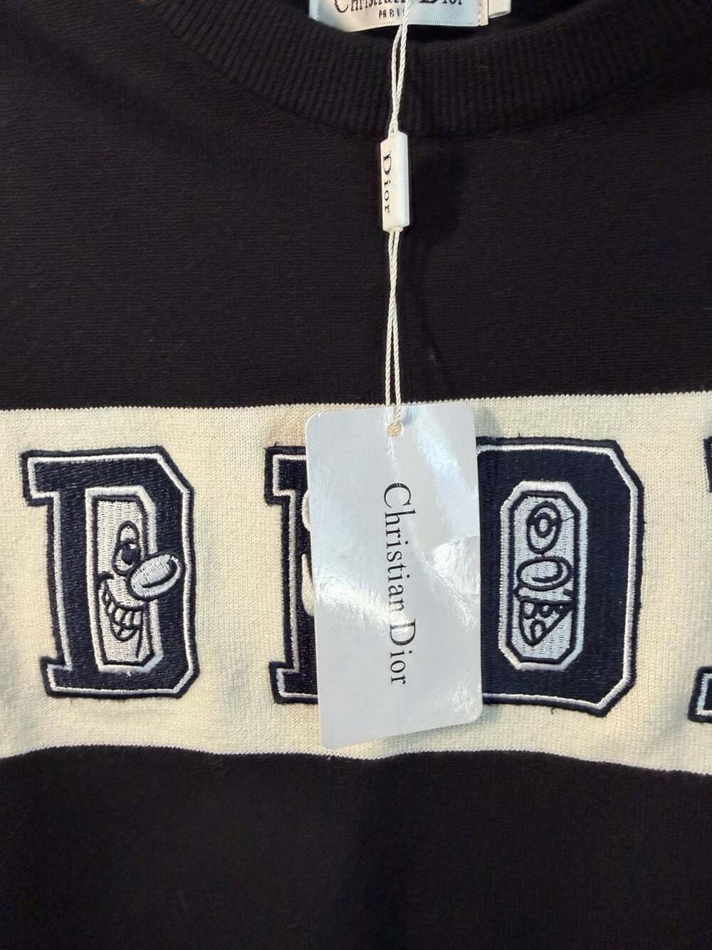 Dior x Kenny Scharf Logo Embroidered Knit Pullover Sweater
